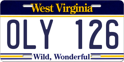 WV license plate OLY126