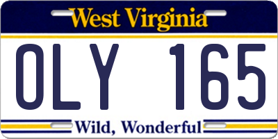 WV license plate OLY165