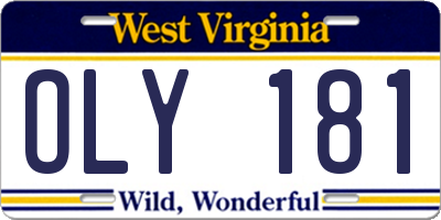 WV license plate OLY181