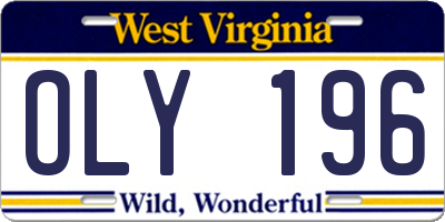 WV license plate OLY196