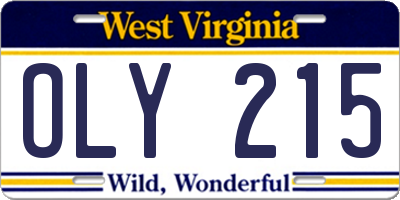 WV license plate OLY215