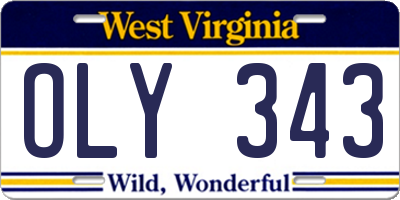 WV license plate OLY343