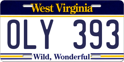 WV license plate OLY393