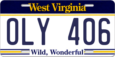 WV license plate OLY406