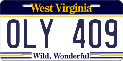 WV license plate OLY409