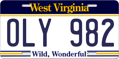 WV license plate OLY982