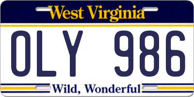 WV license plate OLY986