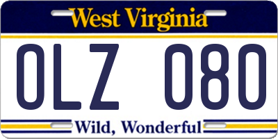 WV license plate OLZ080