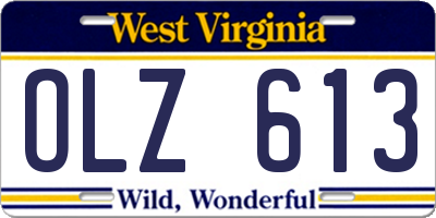 WV license plate OLZ613