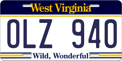 WV license plate OLZ940