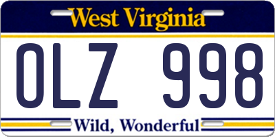 WV license plate OLZ998
