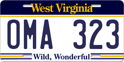 WV license plate OMA323