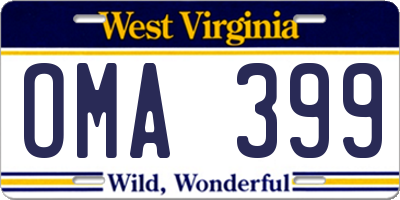 WV license plate OMA399