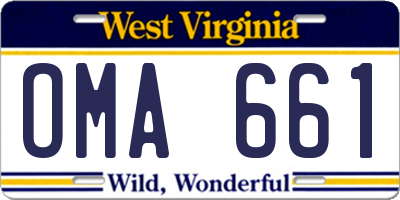 WV license plate OMA661