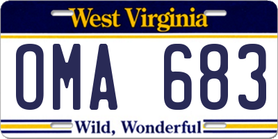WV license plate OMA683