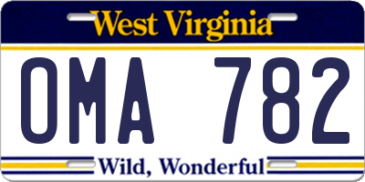 WV license plate OMA782