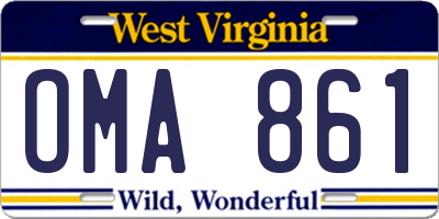 WV license plate OMA861