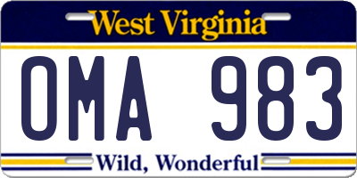 WV license plate OMA983