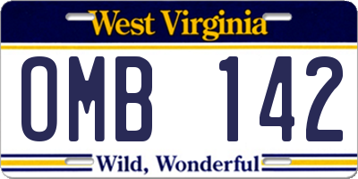 WV license plate OMB142