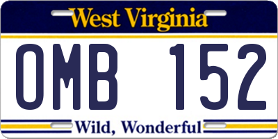 WV license plate OMB152