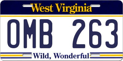 WV license plate OMB263