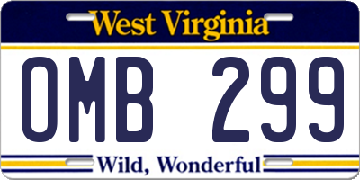 WV license plate OMB299