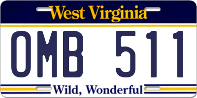 WV license plate OMB511