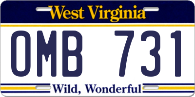 WV license plate OMB731