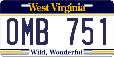 WV license plate OMB751