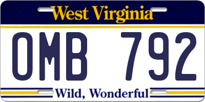 WV license plate OMB792