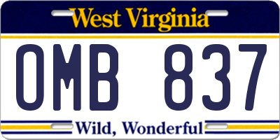 WV license plate OMB837