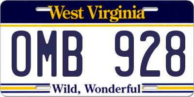 WV license plate OMB928