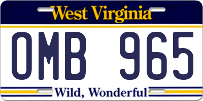 WV license plate OMB965