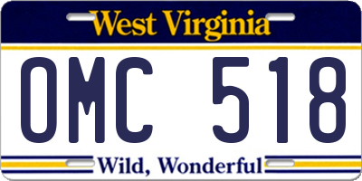 WV license plate OMC518