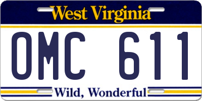 WV license plate OMC611