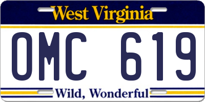 WV license plate OMC619