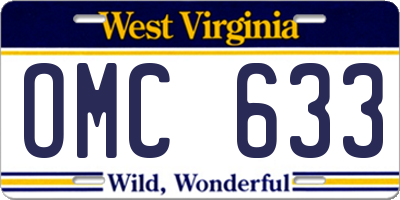 WV license plate OMC633