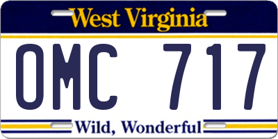 WV license plate OMC717