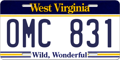 WV license plate OMC831