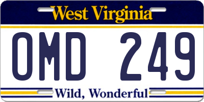 WV license plate OMD249