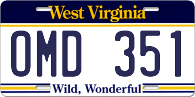 WV license plate OMD351