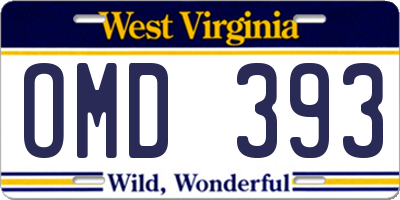 WV license plate OMD393