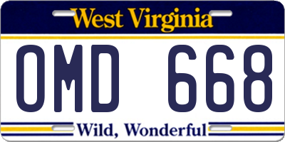 WV license plate OMD668