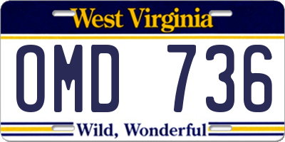 WV license plate OMD736