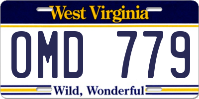 WV license plate OMD779
