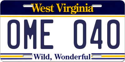 WV license plate OME040