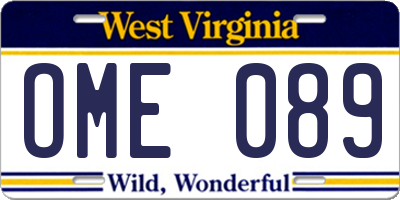 WV license plate OME089