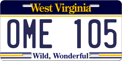 WV license plate OME105