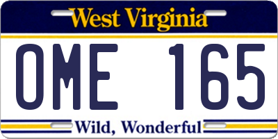 WV license plate OME165