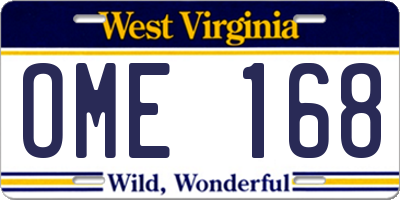 WV license plate OME168